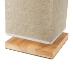 GloboStar® ARUBA 02041 Μοντέρνο Επιτραπέζιο Φωτιστικό Μονόφωτο 1 x E27 AC220-240V IP20 - Μ15 x Π15 x Υ30cm - Μπεζ Ξύλινη Βάση με Μπεζ Πλεκτό Καπέλο - 5 Χρόνια Εγγύηση