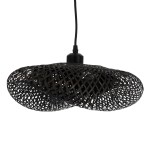 GloboStar® MEXICO 02200 Boho Κρεμαστό Φωτιστικό Οροφής Μονόφωτο 1 x E27 AC220-240V IP20 - Μ40 x Π30 x Υ13cm - Μαύρο Ξύλινο Μπαμπού Πλέγμα - 5 Χρόνια Εγγύηση
