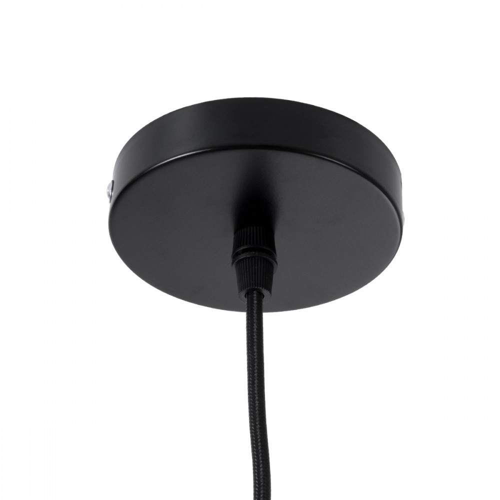 GloboStar® MEXICO 02200 Boho Κρεμαστό Φωτιστικό Οροφής Μονόφωτο 1 x E27 AC220-240V IP20 - Μ40 x Π30 x Υ13cm - Μαύρο Ξύλινο Μπαμπού Πλέγμα - 5 Χρόνια Εγγύηση