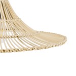 GloboStar® PALERMO 02208 Boho Κρεμαστό Φωτιστικό Οροφής Μονόφωτο 1 x E27 AC220-240V IP20 - Φ60 x Υ20cm - Μπεζ Ξύλινο Μπαμπού Πλέγμα - 5 Χρόνια Εγγύηση