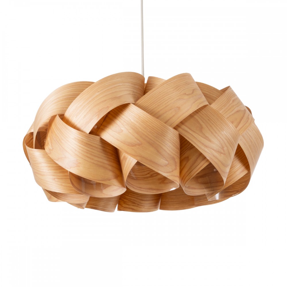 GloboStar® SARDIGNA 02218 Boho Κρεμαστό Φωτιστικό Πλέγμα Μονόφωτο 1 x E27 IP20 Καφέ Ξύλο - Μ60 x Π60 x Υ30cm