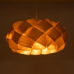 GloboStar® SARDIGNA 02218 Boho Κρεμαστό Φωτιστικό Οροφής Μονόφωτο 1 x E27 AC220-240V IP20 - Φ60 x Υ30cm - Καφέ Λεπτό Φύλλο Ξύλου Πλέγμα - 5 Χρόνια Εγγύηση