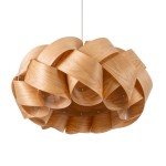 GloboStar® SARDIGNA 02218 Boho Κρεμαστό Φωτιστικό Οροφής Μονόφωτο 1 x E27 AC220-240V IP20 - Φ60 x Υ30cm - Καφέ Λεπτό Φύλλο Ξύλου Πλέγμα - 5 Χρόνια Εγγύηση