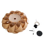 GloboStar® SARDIGNA 02218 Boho Κρεμαστό Φωτιστικό Οροφής Μονόφωτο 1 x E27 AC220-240V IP20 - Φ60 x Υ30cm - Καφέ Λεπτό Φύλλο Ξύλου Πλέγμα - 5 Χρόνια Εγγύηση