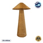 GloboStar® PERU 02235 Boho Επιδαπέδιο Φωτιστικό Μονόφωτο 1 x E27 AC220-240V IP20 - Φ73 x Υ135cm - Μπεζ Ξύλινο Ρατάν Καπέλο - 5 Χρόνια Εγγύηση