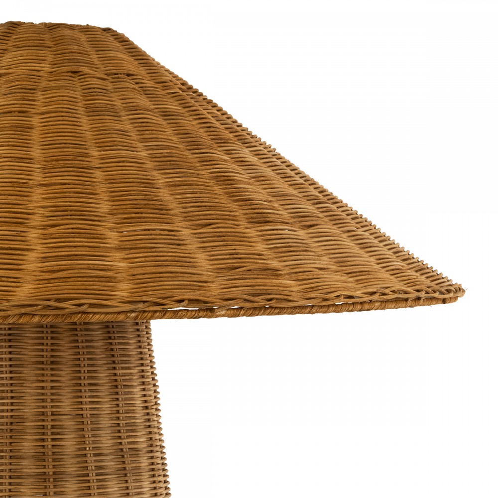 GloboStar® PERU 02235 Boho Επιδαπέδιο Φωτιστικό Μονόφωτο 1 x E27 AC220-240V IP20 - Φ73 x Υ135cm - Μπεζ Ξύλινο Ρατάν Καπέλο - 5 Χρόνια Εγγύηση