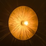 GloboStar® COLOMBO 02277 Boho Φωτιστικό Τοίχου - Απλίκα Μονόφωτο 1 x E27 AC 220-240V IP20 - Φ40 x Υ4.5cm - Μπεζ Καφέ Φυσική Ράφια Άχυρο Πλέγμα - 5 Χρόνια Εγγύηση