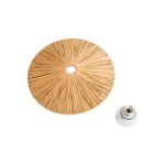 GloboStar® COLOMBO 02277 Boho Φωτιστικό Τοίχου - Απλίκα Μονόφωτο 1 x E27 AC 220-240V IP20 - Φ40 x Υ4.5cm - Μπεζ Καφέ Φυσική Ράφια Άχυρο Πλέγμα - 5 Χρόνια Εγγύηση