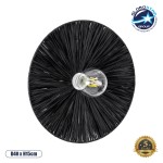 GloboStar® COLOMBO 02279 Boho Φωτιστικό Τοίχου - Απλίκα Μονόφωτο 1 x E27 AC 220-240V IP20 - Φ40 x Υ4.5cm - Μαύρη Φυσική Ράφια Άχυρο Πλέγμα - 5 Χρόνια Εγγύηση