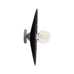 GloboStar® COLOMBO 02279 Boho Φωτιστικό Τοίχου - Απλίκα Μονόφωτο 1 x E27 AC 220-240V IP20 - Φ40 x Υ4.5cm - Μαύρη Φυσική Ράφια Άχυρο Πλέγμα - 5 Χρόνια Εγγύηση