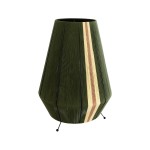 GloboStar® SALERNO 02332 Boho Επιτραπέζιο Φωτιστικό Μονόφωτο 1 x E27 AC220-240V IP20 - Φ50 x Υ70cm - Πράσινο με Μπεζ και Καφέ Λεπτό Νήμα Βαμβακερό Πλέγμα - 5 Χρόνια Εγγύηση