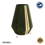 GloboStar® SALERNO 02332 Boho Επιτραπέζιο Φωτιστικό Μονόφωτο 1 x E27 AC220-240V IP20 - Φ50 x Υ70cm - Πράσινο με Μπεζ και Καφέ Λεπτό Νήμα Βαμβακερό Πλέγμα - 5 Χρόνια Εγγύηση