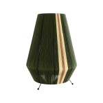 GloboStar® SALERNO 02332 Boho Επιτραπέζιο Φωτιστικό Μονόφωτο 1 x E27 AC220-240V IP20 - Φ50 x Υ70cm - Πράσινο με Μπεζ και Καφέ Λεπτό Νήμα Βαμβακερό Πλέγμα - 5 Χρόνια Εγγύηση