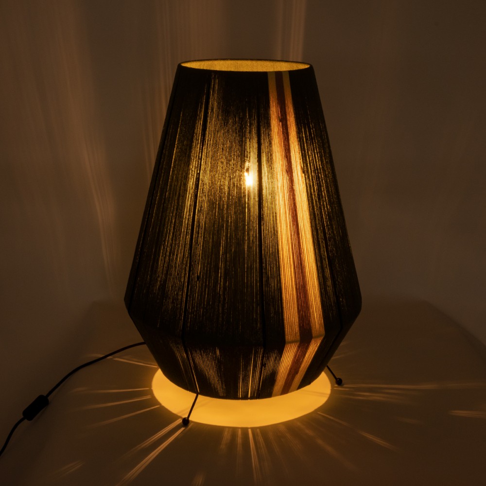 GloboStar® SALERNO 02332 Boho Επιτραπέζιο Φωτιστικό Μονόφωτο 1 x E27 AC220-240V IP20 - Φ50 x Υ70cm - Πράσινο με Μπεζ και Καφέ Λεπτό Νήμα Βαμβακερό Πλέγμα - 5 Χρόνια Εγγύηση