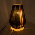 GloboStar® SALERNO 02332 Boho Επιτραπέζιο Φωτιστικό Μονόφωτο 1 x E27 AC220-240V IP20 - Φ50 x Υ70cm - Πράσινο με Μπεζ και Καφέ Λεπτό Νήμα Βαμβακερό Πλέγμα - 5 Χρόνια Εγγύηση