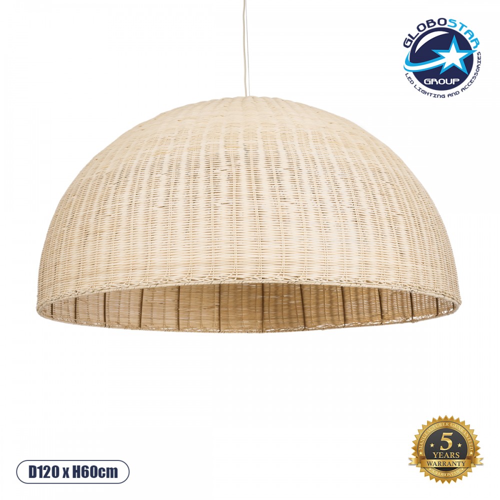 GLOBOSTAR® MONTANA 02380 Boho Κρεμαστό Φωτιστικό Οροφής με Ντουί 1 x E27 AC 220-240V IP20 - Μπεζ - Μ120 x Π120 x Υ60cm