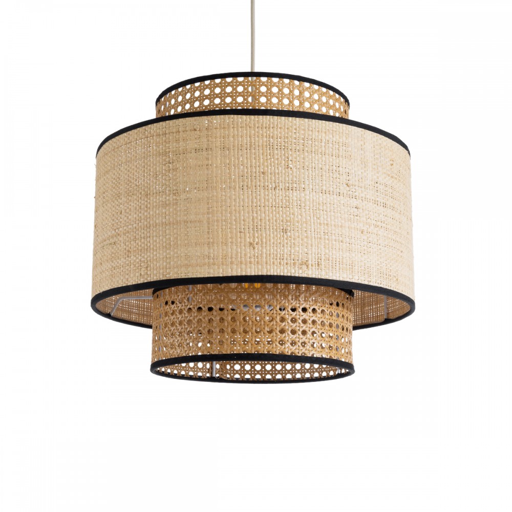 GLOBOSTAR® BRAVADO 02386 Boho Κρεμαστό Φωτιστικό Οροφής με Ντουί 1 x E27 AC 220-240V IP20 - Μπεζ- Μ40 x Π40 x Υ35cm