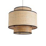 GloboStar® BRAVADO 02386 Boho Κρεμαστό Φωτιστικό Οροφής Μονόφωτο 1 x E27 AC220-240V IP20 - Φ40 x Υ35cm - Καφέ με Μπεζ Μπαμπού Πλέγμα - 5 Χρόνια Εγγύηση