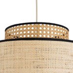 GloboStar® BRAVADO 02386 Boho Κρεμαστό Φωτιστικό Οροφής Μονόφωτο 1 x E27 AC220-240V IP20 - Φ40 x Υ35cm - Καφέ με Μπεζ Μπαμπού Πλέγμα - 5 Χρόνια Εγγύηση
