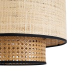 GloboStar® BRAVADO 02386 Boho Κρεμαστό Φωτιστικό Οροφής Μονόφωτο 1 x E27 AC220-240V IP20 - Φ40 x Υ35cm - Καφέ με Μπεζ Μπαμπού Πλέγμα - 5 Χρόνια Εγγύηση