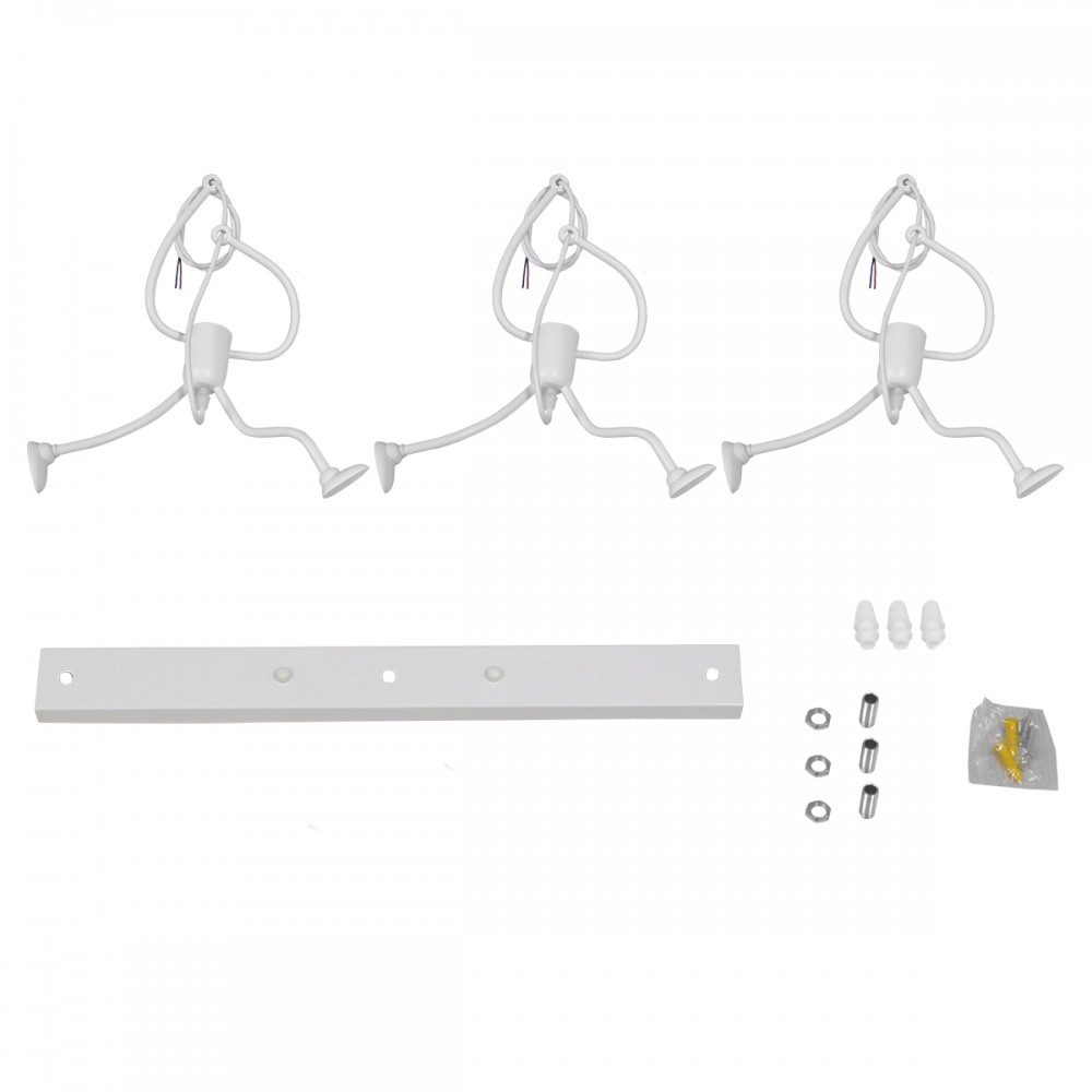 GloboStar® FIGURE 10000981 Μοντέρνο Κρεμαστό Παιδικό Φωτιστικό Οροφής Τρίφωτο 3 x E27 Λευκό Μεταλλικό Φιγούρα Μ70 x Π10 x Υ105cm