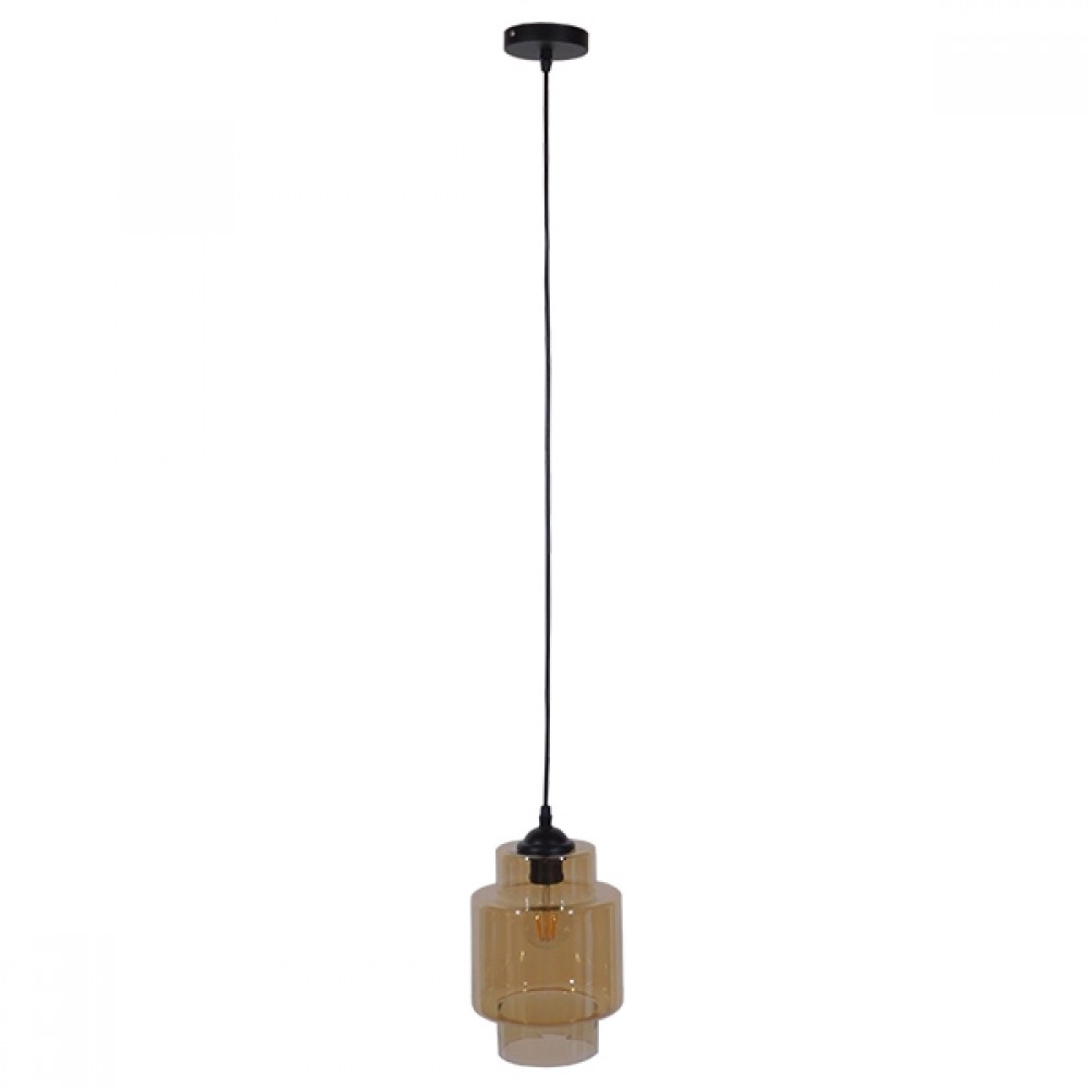 GloboStar® ASPEN 10001078 Vintage Industrial Κρεμαστό Φωτιστικό Οροφής Μονόφωτο 1 x E27 Γυάλινο Φιμέ Μελί Φ18 x Y30cm