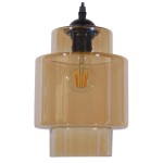 GloboStar® ASPEN 10001078 Vintage Industrial Κρεμαστό Φωτιστικό Οροφής Μονόφωτο 1 x E27 Γυάλινο Φιμέ Μελί Φ18 x Y30cm
