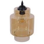 GloboStar® ASPEN 10001078 Vintage Industrial Κρεμαστό Φωτιστικό Οροφής Μονόφωτο 1 x E27 Γυάλινο Φιμέ Μελί Φ18 x Y30cm