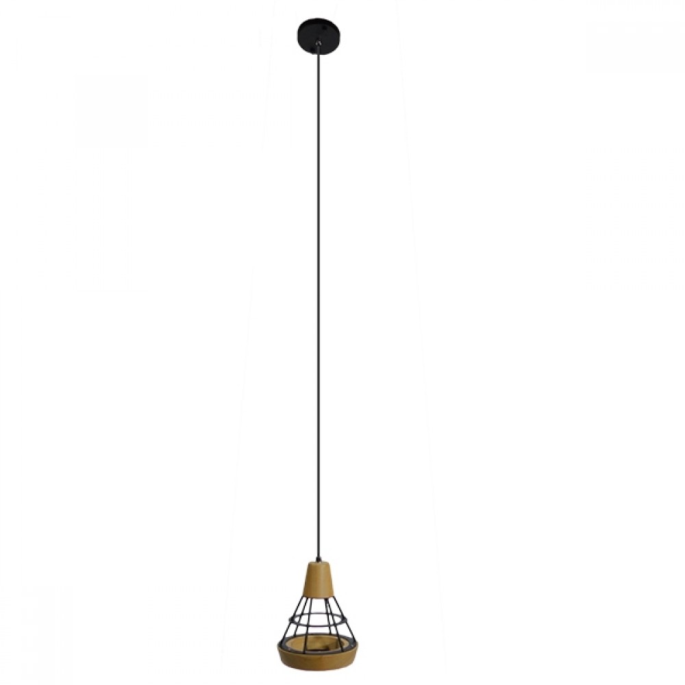 GloboStar® AKRON 10001133 Μοντέρνο Κρεμαστό Φωτιστικό Οροφής Μονόφωτο 1 x E27 Μπεζ Ξύλινο με Μεταλλικό Πλέγμα Φ19 x Y22cm