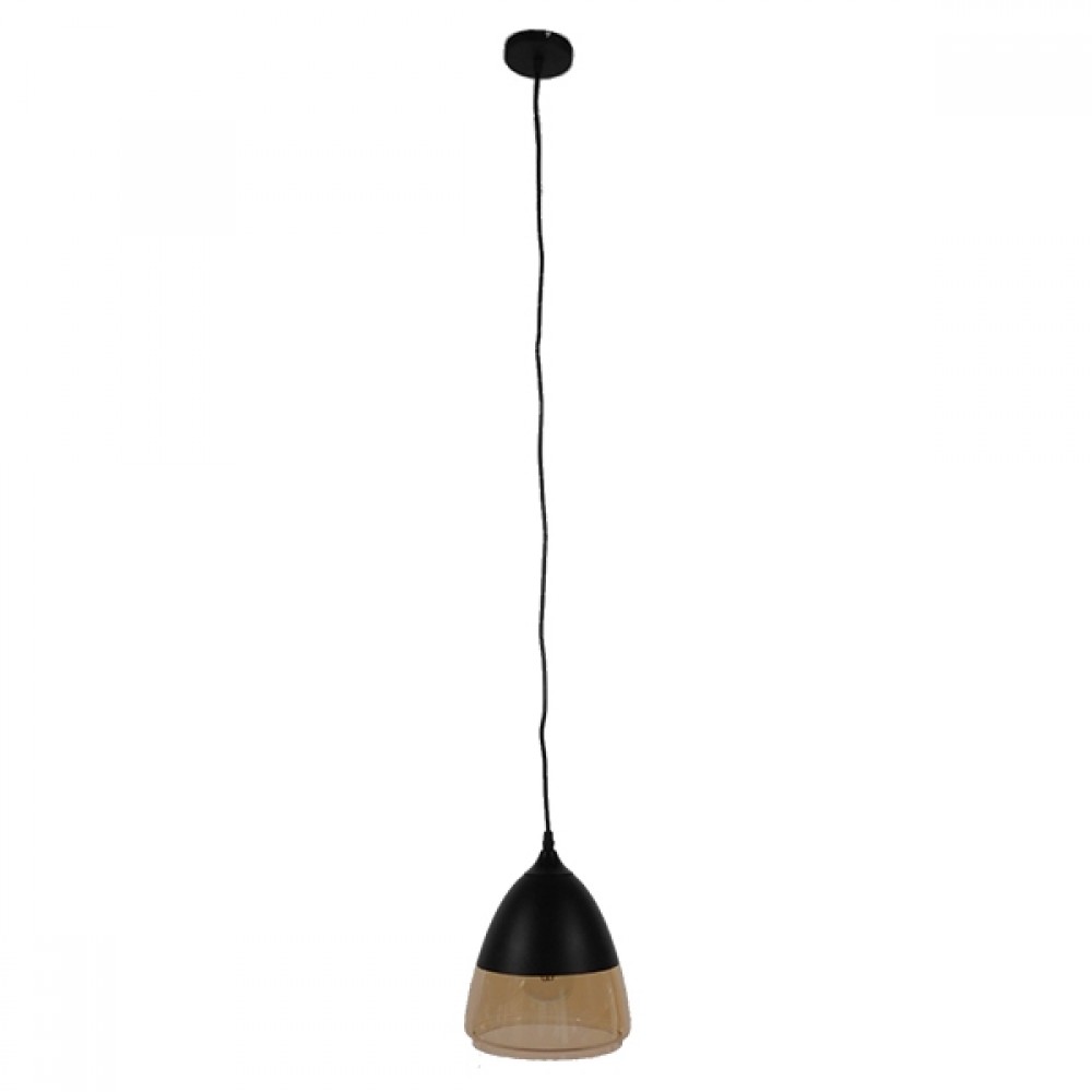 GloboStar® OLIVER 10001231 Vintage Κρεμαστό Φωτιστικό Οροφής Μονόφωτο 1 x E27 Μαύρο Μεταλλικό με Γυαλί Καμπάνα Φ20 x Y21cm