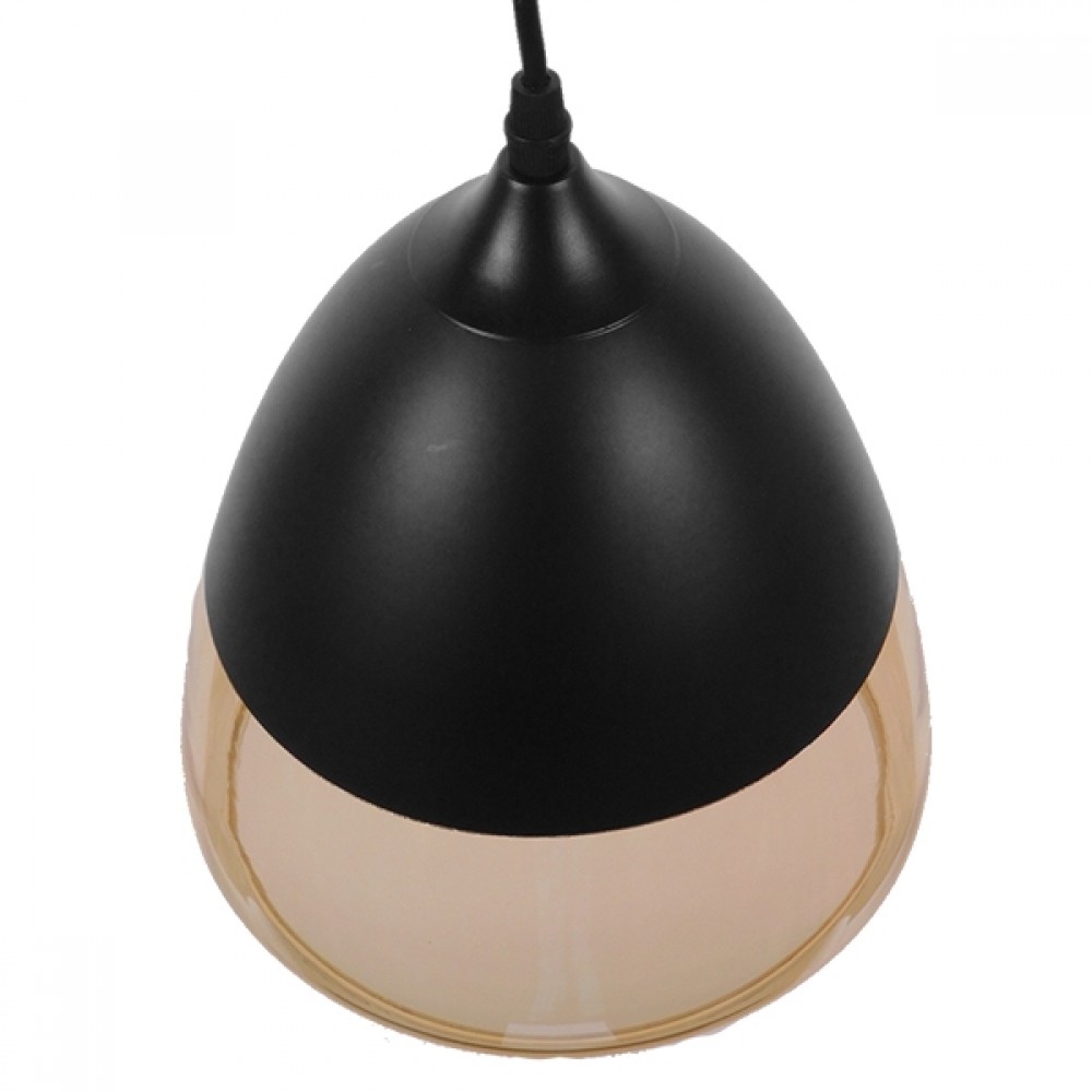GloboStar® OLIVER 10001231 Vintage Κρεμαστό Φωτιστικό Οροφής Μονόφωτο 1 x E27 Μαύρο Μεταλλικό με Γυαλί Καμπάνα Φ20 x Y21cm