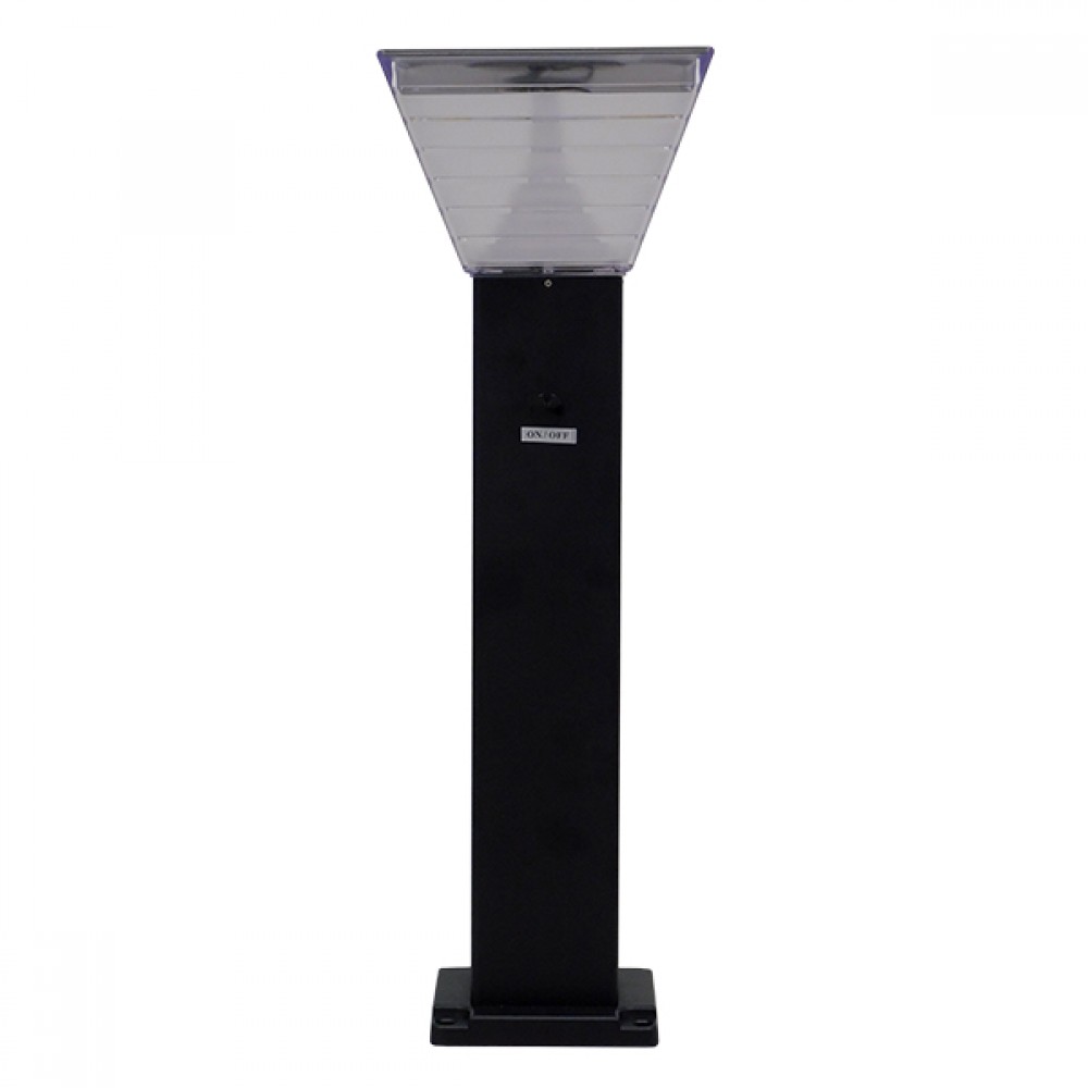 GLOBOSTAR® VEGGIE 12122 Φωτιστικό Κολωνάκι Κήπου LED 10W 500lm 120° με Ενσωματωμένο Φωτοβολταϊκό Panel 6V 2W & Επαναφορτιζόμενη Μπαταρία Li-ion 3.2V 6000mAh με Αισθητήρα Ημέρας-Νύχτας Αδιάβροχο IP65 All in One CCT 6000K-4500K-2700K - Γκρι Ανθρακί - Μ2