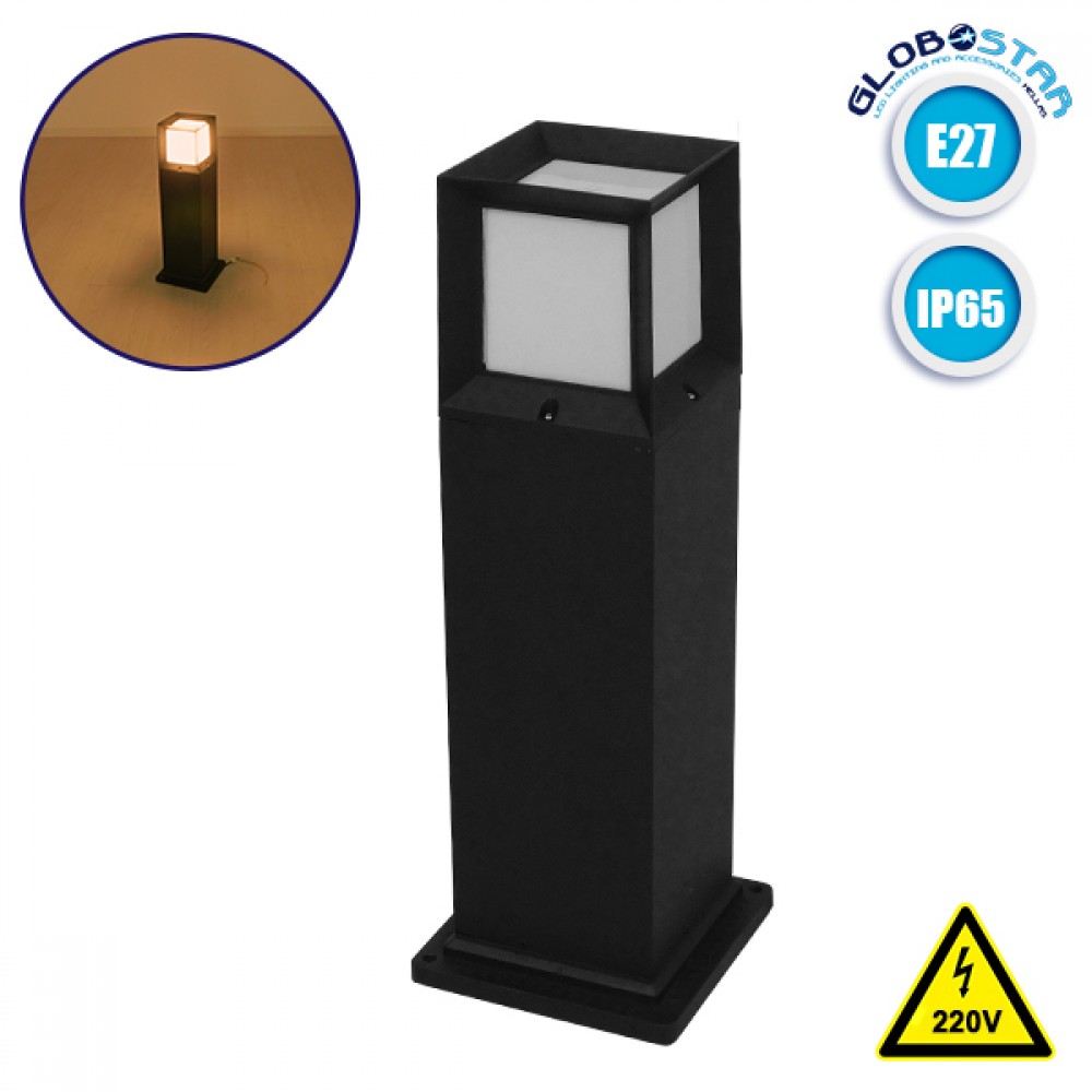 GLOBOSTAR® PALASO 12143 Φωτιστικό Κολωνάκι Κήπου με Ντουί 1 x E27 90° AC 220-240V Αδιάβροχο IP65 - Γκρι Ανθρακί - Μ15 x Π15 x Υ58cm