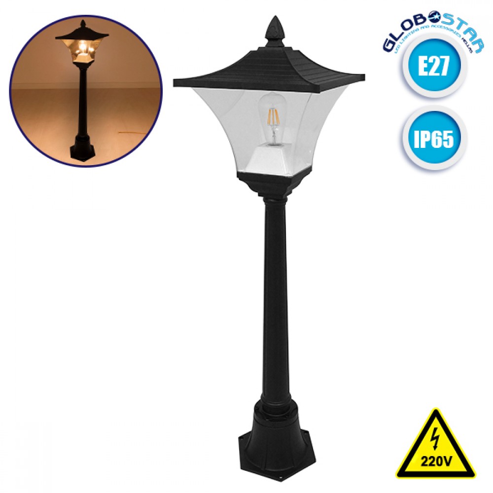 GLOBOSTAR® PALASO 12148 Φωτιστικό Κολωνάκι Κήπου με Ντουί 1 x E27 120° AC 220-240V Αδιάβροχο IP65 - Γκρι Ανθρακί - Μ32 x Π32 x Υ109cm