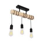 GLOBOSTAR® LUCITA 201-0031 Vintage Φωτιστικό Οροφής με Ντουί 3 x E27 AC 220-240V IP20 - Μαύρο & Μπεζ - Μ50 x Π27 x Υ112cm