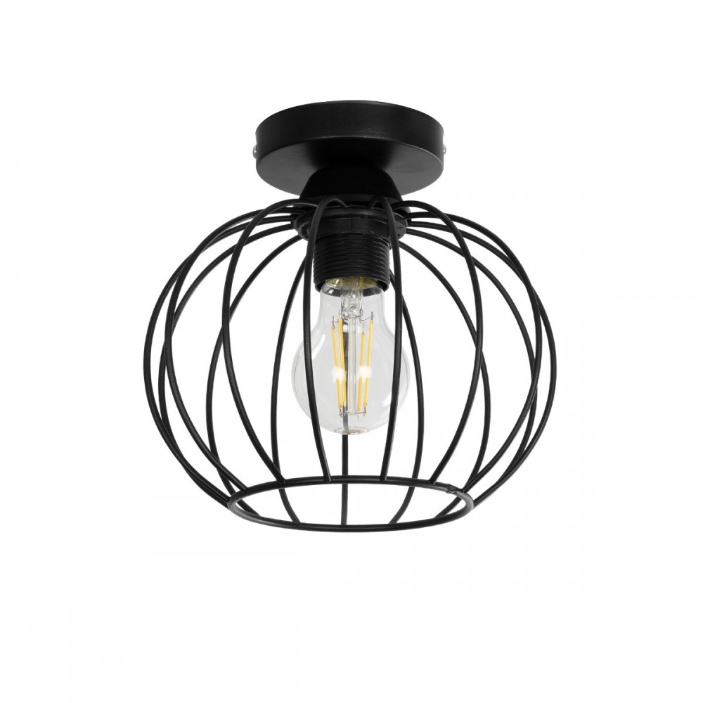 GLOBOSTAR® BITUIN 201-0116 Μοντέρνο Φωτιστικό Οροφής με Ντουί 1 x E27 AC 220-240V IP20 - Μαύρο - Μ21 x Π21 x Υ18cm
