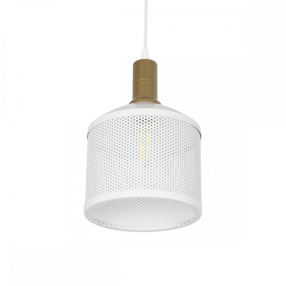 GLOBOSTAR® NETO 201-0129 Μοντέρνο Κρεμαστό Φωτιστικό Οροφής με Ντουί 1 x E27 AC 220-240V IP20 - Χρυσό & Λευκό - Μ18 x Π18 x Υ70cm