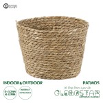 GloboStar® Artificial Garden PATMOS 20271 Διακοσμητικό Πλεκτό Καλάθι - Κασπώ Γλάστρα - Flower Pot Μπεζ Φ25cm x Υ19cm