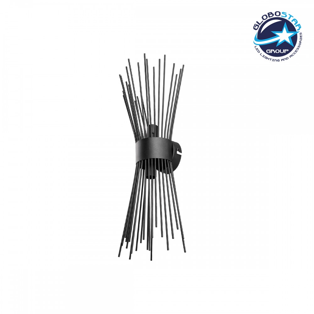 GloboStar® HORN 203-0043 Vintage Επιτοίχιο Φωτιστικό Απλίκα Δίφωτο 2 x E14 IP20 Μαύρο Μέταλλο - Μ14 x Π17 x Υ44.5cm