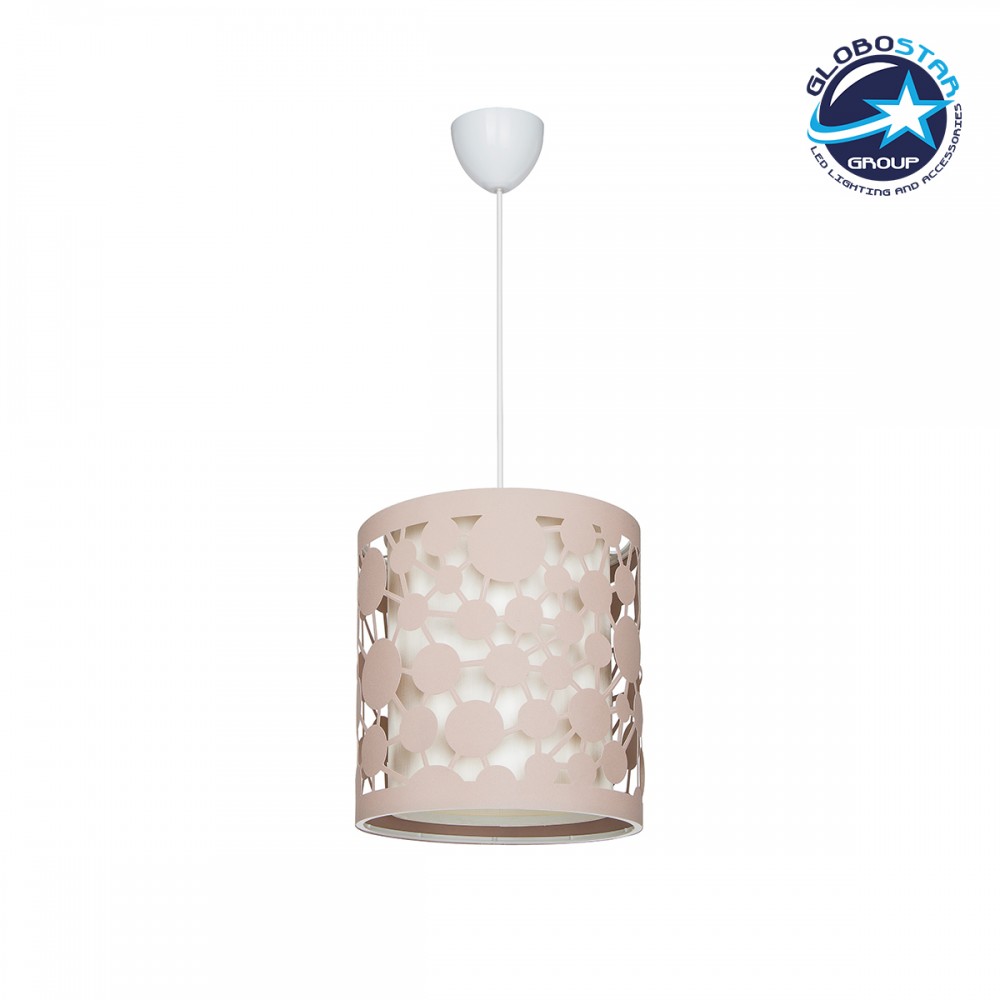 GloboStar® PETAL 203-0066 Μοντέρνο Κρεμαστό Φωτιστικό Καπέλο Μονόφωτο 1 x E27 IP20 Ροζ Πλαστικό - Μ23.5 x Π23.5 x Υ76cm
