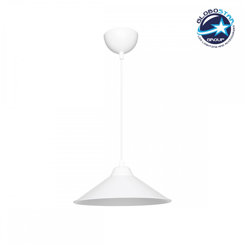 GloboStar® FONTE 203-0081 Μοντέρνο Κρεμαστό Φωτιστικό Καμπάνα Μονόφωτο 1 x E27 IP20 Λευκό Πλαστικό - Μ25.5 x Π25.5 x Υ10cm