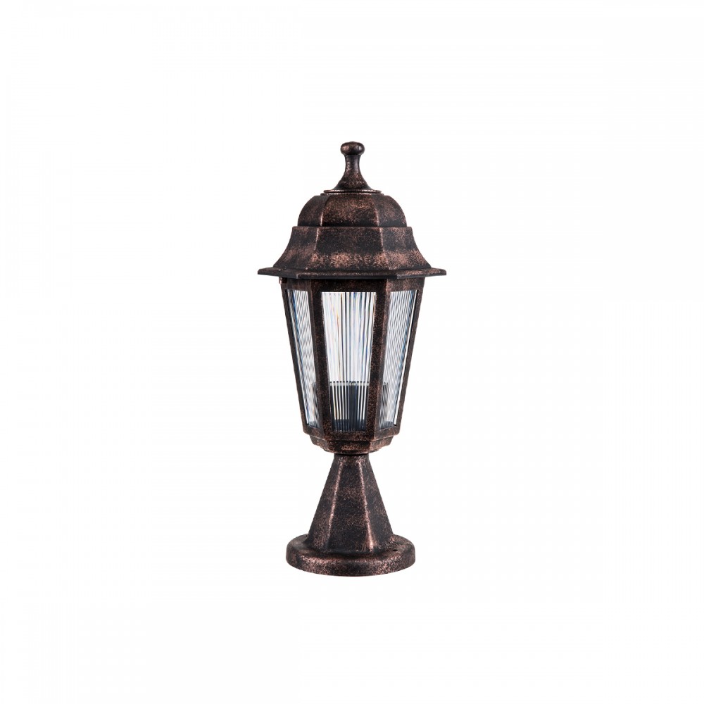 GloboStar® VITRO 203-0195 Vintage Επιδαπέδιο Φωτιστικό Φαναράκι Μονόφωτο 1 x E27 IP44 Χάλκινο Πλαστικό Σώμα - Μ16 x Π16 x Υ39cm