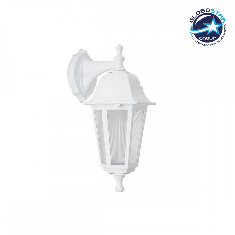 GloboStar® VITRO 203-0201 Vintage Επιτοίχιο Φωτιστικό Φαναράκι Μονόφωτο 1 x E27 IP44 Λευκό Πλαστικό - Μ19 x Π16 x Υ39cm