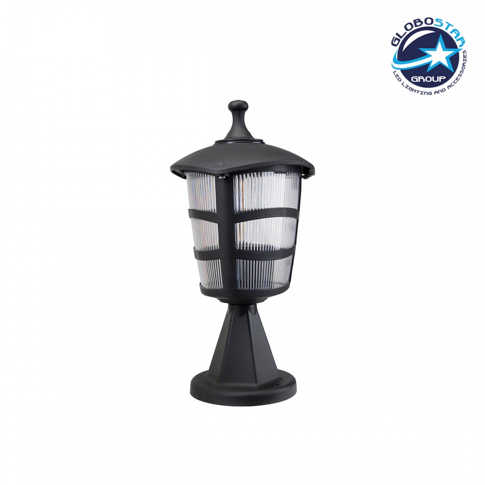 GloboStar® ZARDIN 203-0205 Vintage Επιδαπέδιο Φωτιστικό Φαναράκι Μονόφωτο 1 x E27 IP44 Μαύρο Πλαστικό Σώμα - Μ17 x Π17 x Υ33cm