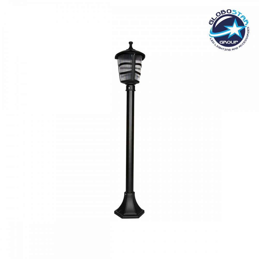 GloboStar® ZARDIN 203-0207 Vintage Επιδαπέδιο Φωτιστικό Κολωνάκι Κήπου Μονόφωτο 1 x E27 IP44 Μαύρο Πλαστικό Σώμα - Μ17 x Π17 x Υ100cm