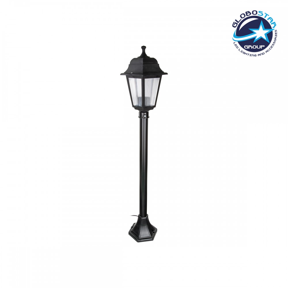 GloboStar® SOLME 203-0212 Vintage Επιδαπέδιο Φωτιστικό Κολωνάκι Κήπου Μονόφωτο 1 x E27 IP44 Μαύρο Πλαστικό Σώμα - Μ15 x Π15 x Υ100cm