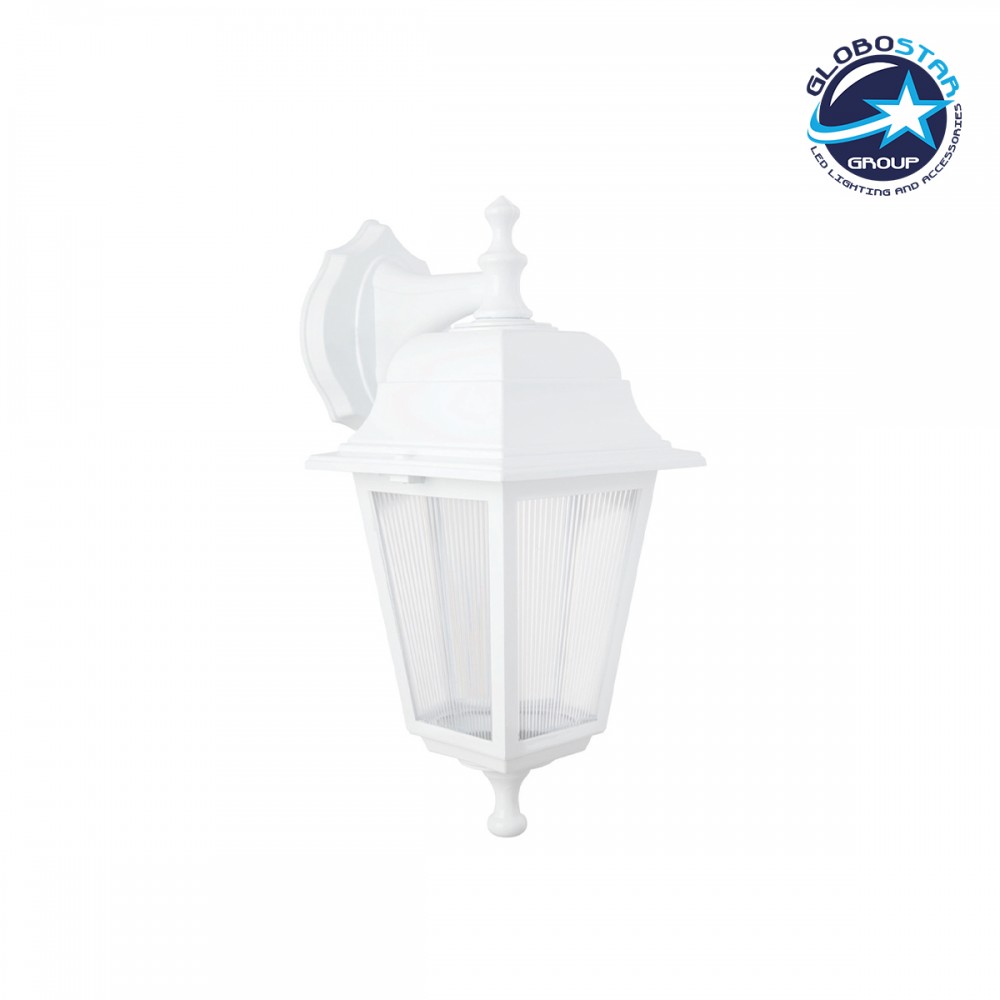 GloboStar® SOLME 203-0221 Vintage Επιτοίχιο Φωτιστικό Φαναράκι Μονόφωτο 1 x E27 IP44 Λευκό Πλαστικό - Μ19 x Π15 x Υ35cm