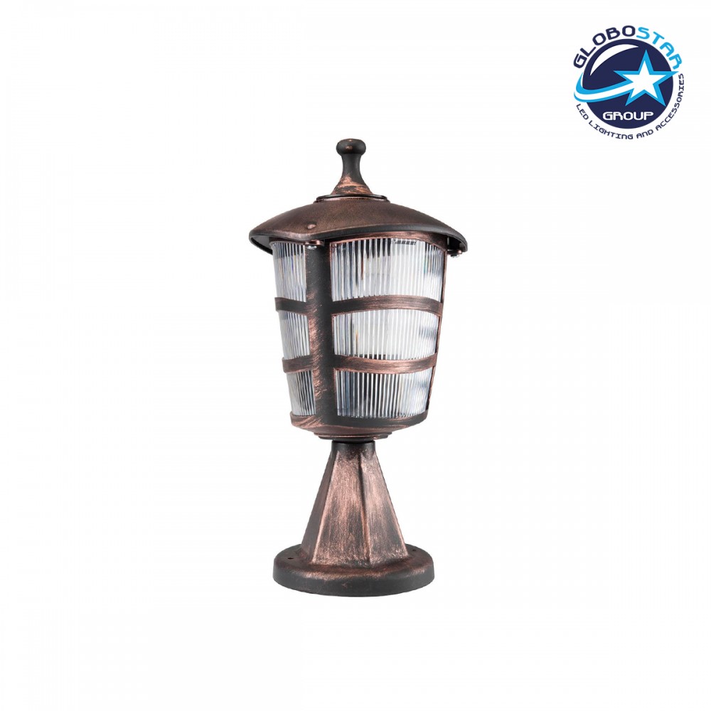 GloboStar® ZARDIN 203-0225 Vintage Επιδαπέδιο Φωτιστικό Φαναράκι Μονόφωτο 1 x E27 IP44 Χάλκινο Πλαστικό Σώμα - Μ17 x Π17 x Υ33cm