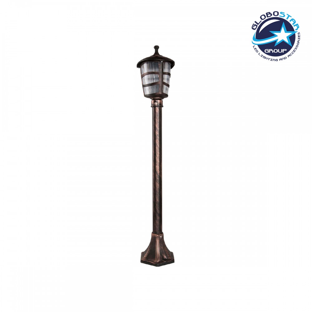 GloboStar® ZARDIN 203-0227 Vintage Επιδαπέδιο Φωτιστικό Κολωνάκι Κήπου Μονόφωτο 1 x E27 IP44 Χάλκινο Πλαστικό Σώμα - Μ17 x Π17 x Υ100cm