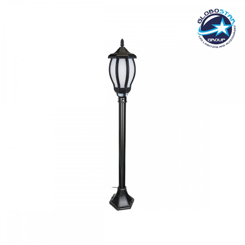 GloboStar® VERDI 203-0230 Vintage Επιδαπέδιο Φωτιστικό Κολωνάκι Κήπου Μονόφωτο 1 x E27 IP44 Μαύρο Πλαστικό Σώμα - Μ17 x Π17 x Υ104.5cm